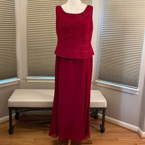 Red Full Length gown, with coverup/jacket, sz p16